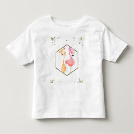Tropisk akvarell flamingo & giraff baby shower t shirt