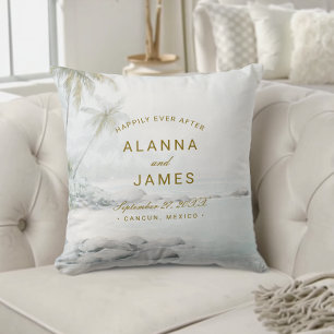 Tropisk akvarell strandbröllopssjalpillow kudde