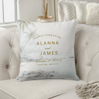 Tropisk akvarell strandbröllopssjalpillow  kudde