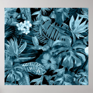 Tropisk akvarellparadis: Djungelblomning Poster