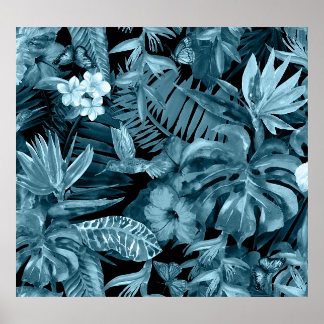 Tropisk akvarellparadis: Djungelblomning Poster (Framsidan)