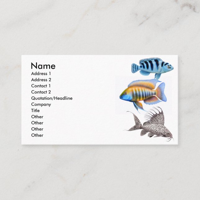 Tropisk akvariefiskvisitkort visitkort (Framsida)