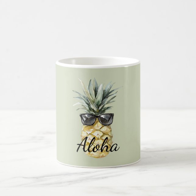Tropisk Aloha Ananas med solglasögon Kaffemugg (Center)