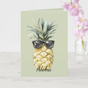 Tropisk Aloha Ananas med Solglasögon Kort