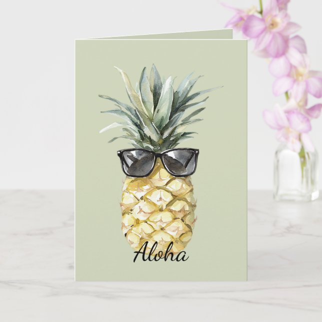 Tropisk Aloha Ananas med Solglasögon Kort (Orkide)