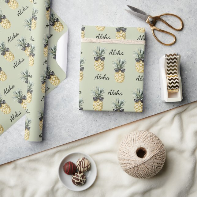 Tropisk Aloha Ananas med solglasögon Presentpapper (Hantverk)