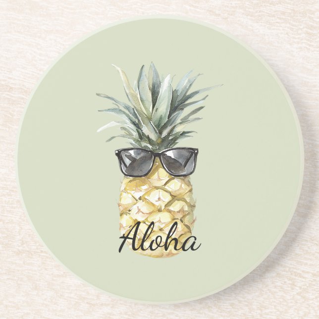 Tropisk Aloha Ananas med Solglasögon Underlägg (Framsidan)