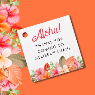 Tropisk Aloha Blommig Luau-fest Gåvor Etiketter