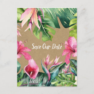 Tropisk Aloha Blommig Luau Kraft Spara Datum Vykort