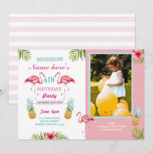 Tropisk Aloha födelsedag för Flamingofotoananas Inbjudningar