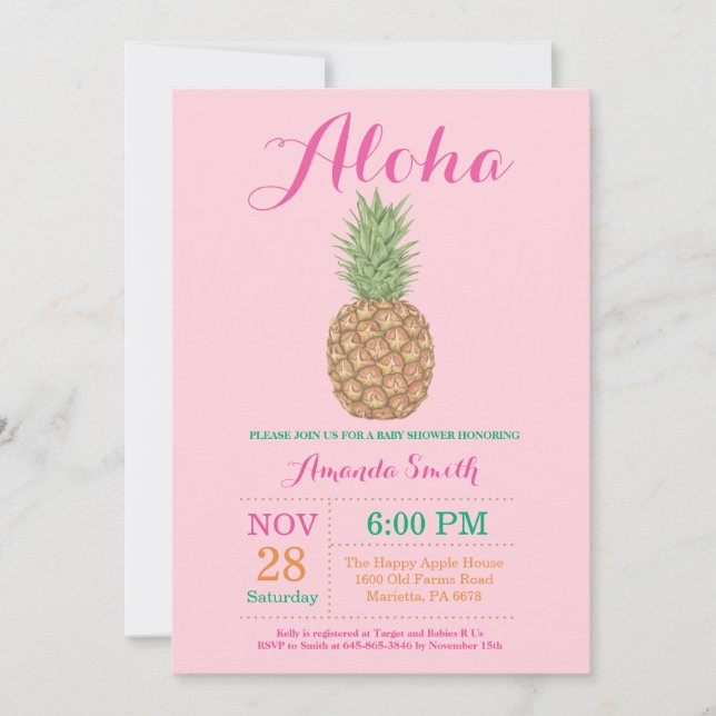 Tropisk Ananas Baby Shower Inbjudan (Framsida)