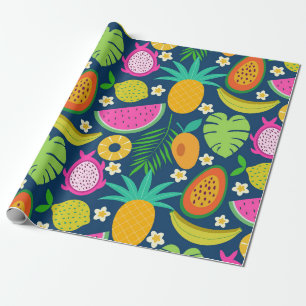 Tropisk Ananas Banan vattenmelon Frukter Presentpapper