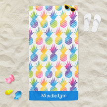 Tropisk Ananas Blå Monogram Namn