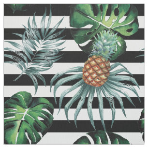 Tropisk ananas för vattenfärg med svart randar tyg