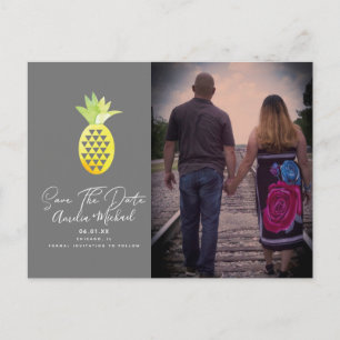 Tropisk Ananas Grå Spara Datum Foto Vykort