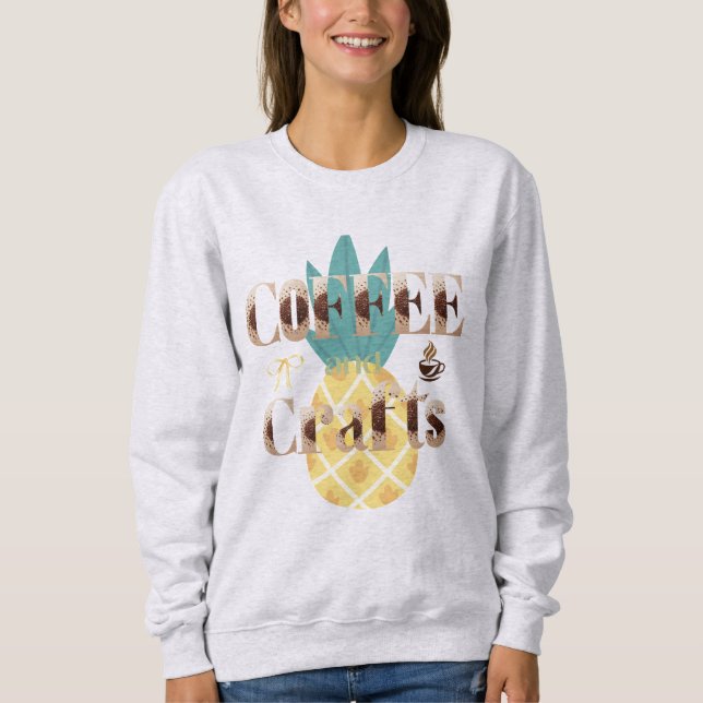 Tropisk Ananas Kaffe och Hantverk Typografi  T Shirt (Framsida)