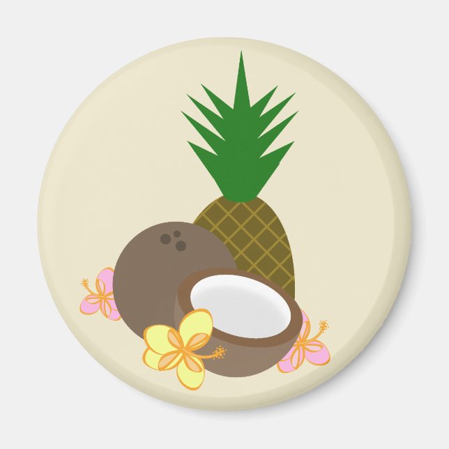 Tropisk ananas (kokonut) Hibiscus Magnet (Framsidan)