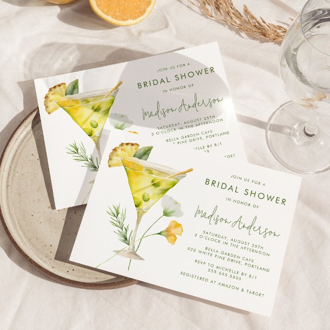 Tropisk Ananas Martini Cocktail Bröllopsdusch Inbjudningar (Skapare uppladdad)