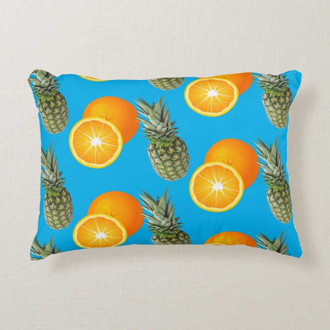 Tropisk ananas Orange Mönster Prydnadskudde (Framsidan)