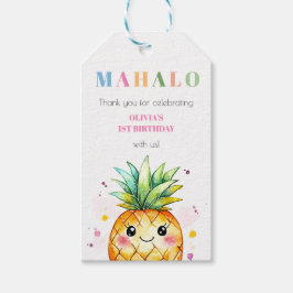 Tropisk Ananas Rosa Barnkalas Tack Presentetikett
