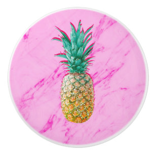 Tropisk Ananas & Rosa Marmor Modern Färgrik Knopp