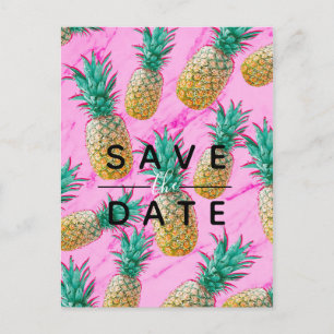 Tropisk Ananas Rosa Marmor Spara Datum Meddelande Vykort