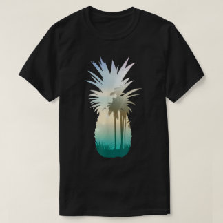 Tropisk Ananas Solnedgång Palmträd Konst T Shirt