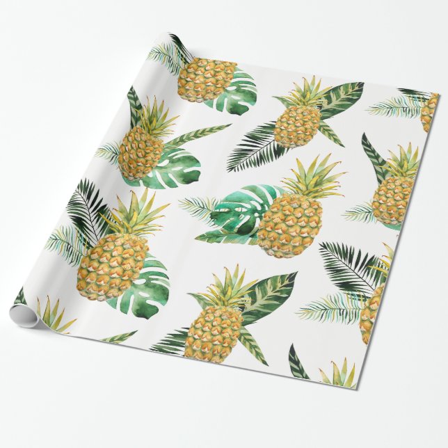 Tropisk ananas som slår in papper presentpapper (Utrullad)