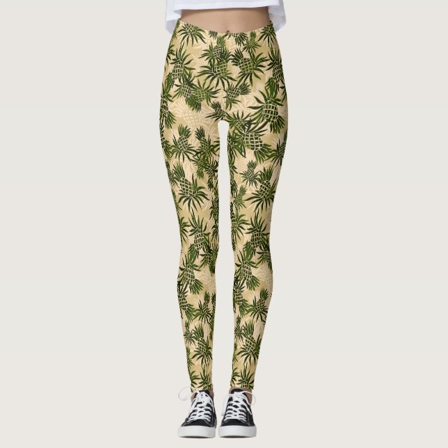 Tropisk ananasCamo hawaiibo Leggings (Framsida)