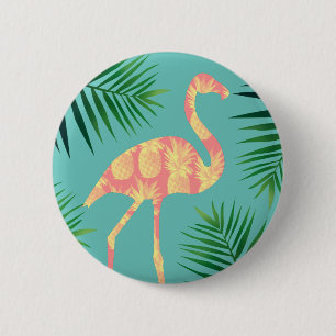 Tropisk ananasFlamingo & lövverk Knapp