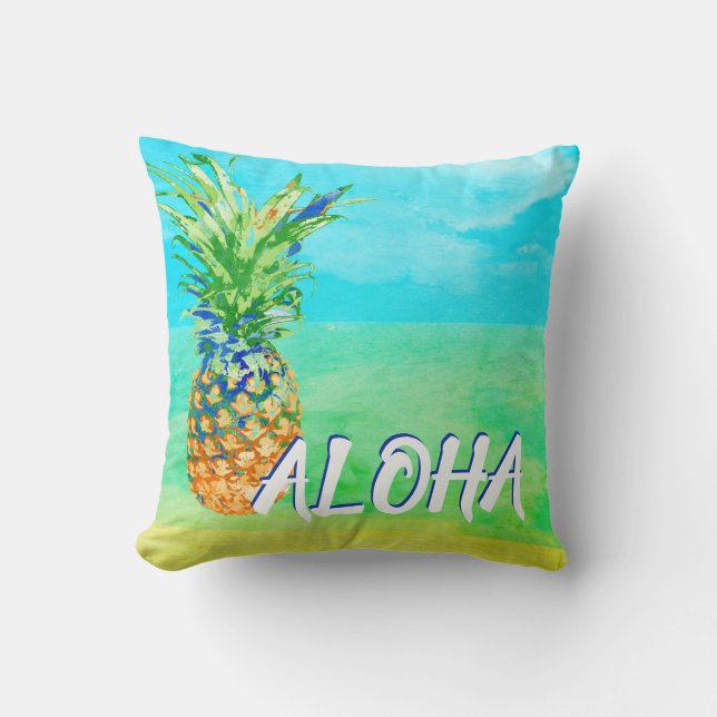 Tropisk ananasstrand Aloha Kudde (Framsida)