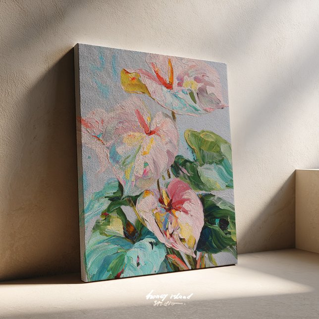 Tropisk Anthurium Canvas Arttryck (anthurium art, tropical decor, botanical print, flower wall art, exotic blooms, modern floral, tropi)