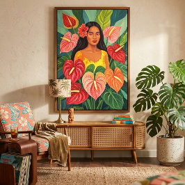 Tropisk Anthurium Wahine Porträtt Botanik Canvastryck