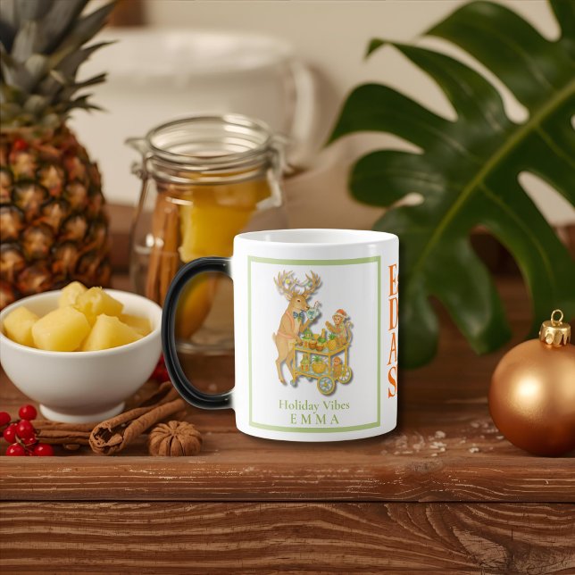 Tropisk ät, drick och åk jul magisk mugg (Tropical Eat, Drink and Sleigh Christmas Color Morph Mug)
