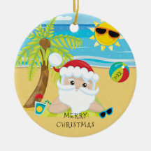 Tropisk Avslappnad Tomte Hawaiiansk Jul