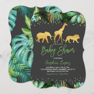 Tropisk baby shower för djungelbaby showerinbjudan inbjudningar