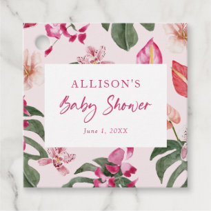 Tropisk baby shower presentkort gåvor etiketter