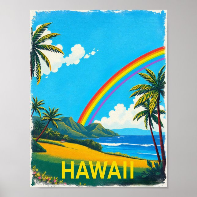 Tropisk båge på Hawaii med regnbåge Poster (Framsidan)