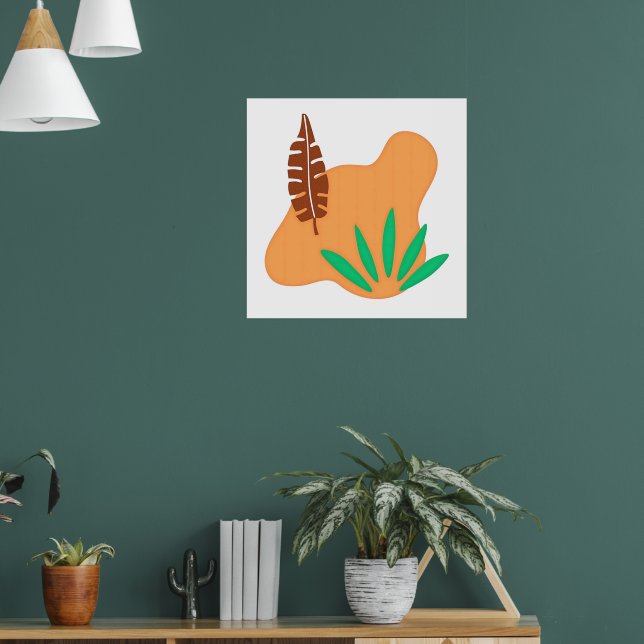 Tropisk Balans – Abstrakt Botanisk Bladkonst Poster (Vardagsrum 1)