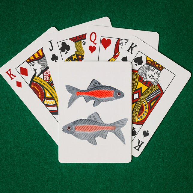 Tropisk Barb Fisk Röd och Grå Exotisk Akvatisk Casinokort (Skapare uppladdad)