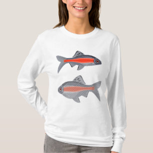 Tropisk Barb Fisk Röd och Grå Exotisk Akvatisk T Shirt