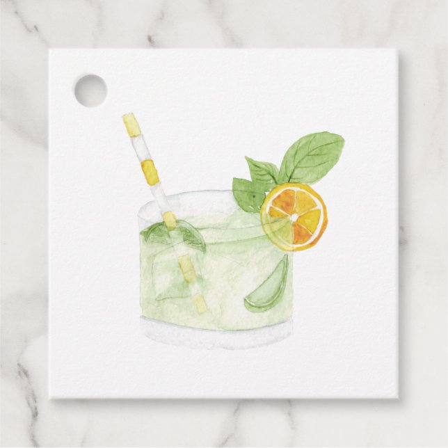 Tropisk Beach Cocktail Bröllop Gåvor Etiketter (Framsida)