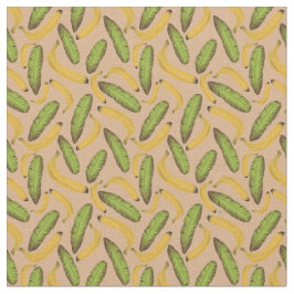 Tropisk Beige Bananbladsmönster Tyg