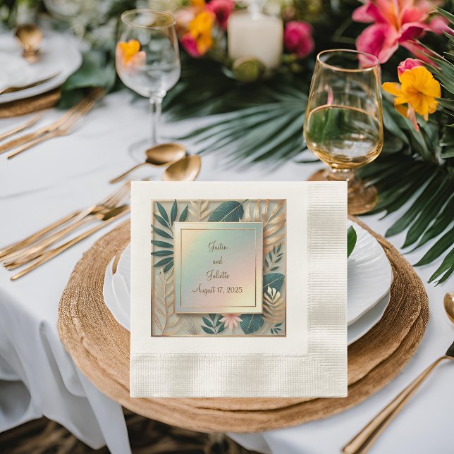 Tropisk benägenhet minimalistisk myntbunden lunche pappersservett (Skapare uppladdad)