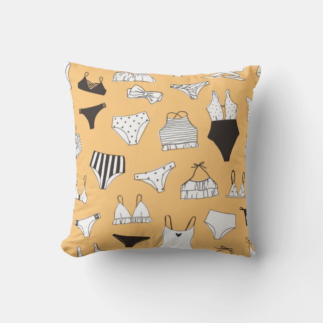 Tropisk bikini: Hand-Drawn Summer Mönster Kudde (Framsida)