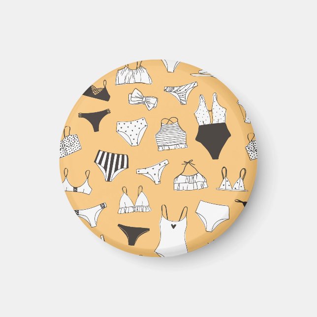 Tropisk bikini: Hand-Drawn Summer Mönster Magnet (Framsidan)