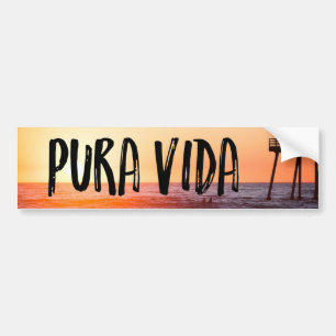 Tropisk bildekal för Pura Vida solnedgångstrand
