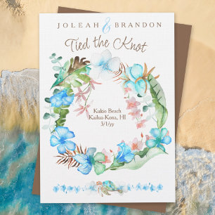 Tropisk blå brun Grönt Hibiscus Elopement Inbjudningar