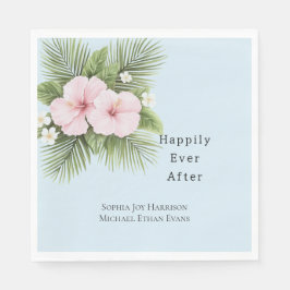 Tropisk blå Rosa Hibiscus Blommigt Bröllop Pappersservett