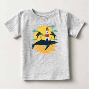 Tropisk blå val ö-island hav solnedgång t-shirt